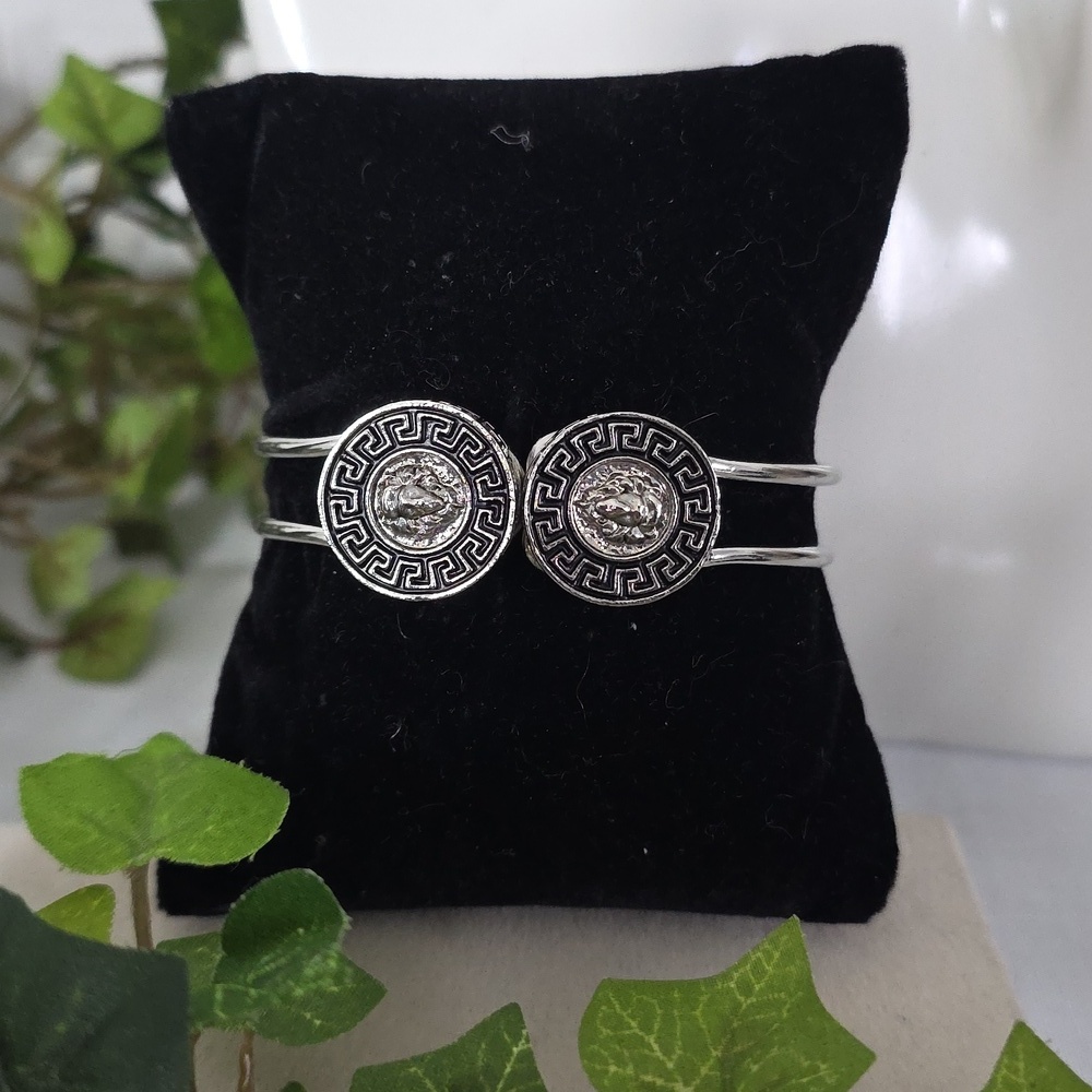 Silver Gold Filled Clamper Greek Key Bracelet